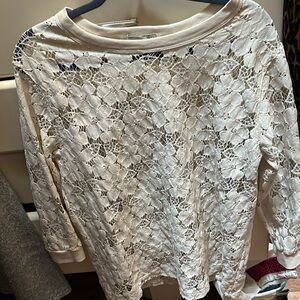 Knit floral top brand Skin cream top
